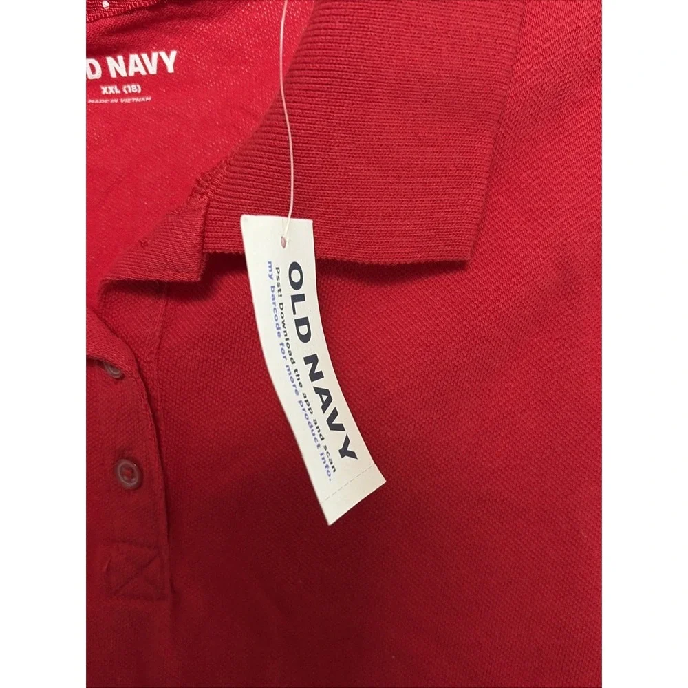 Old Navy Pique Polo Shirt Girls‎ Size 18 XXL Red School Uniform Short Sleeve NEW